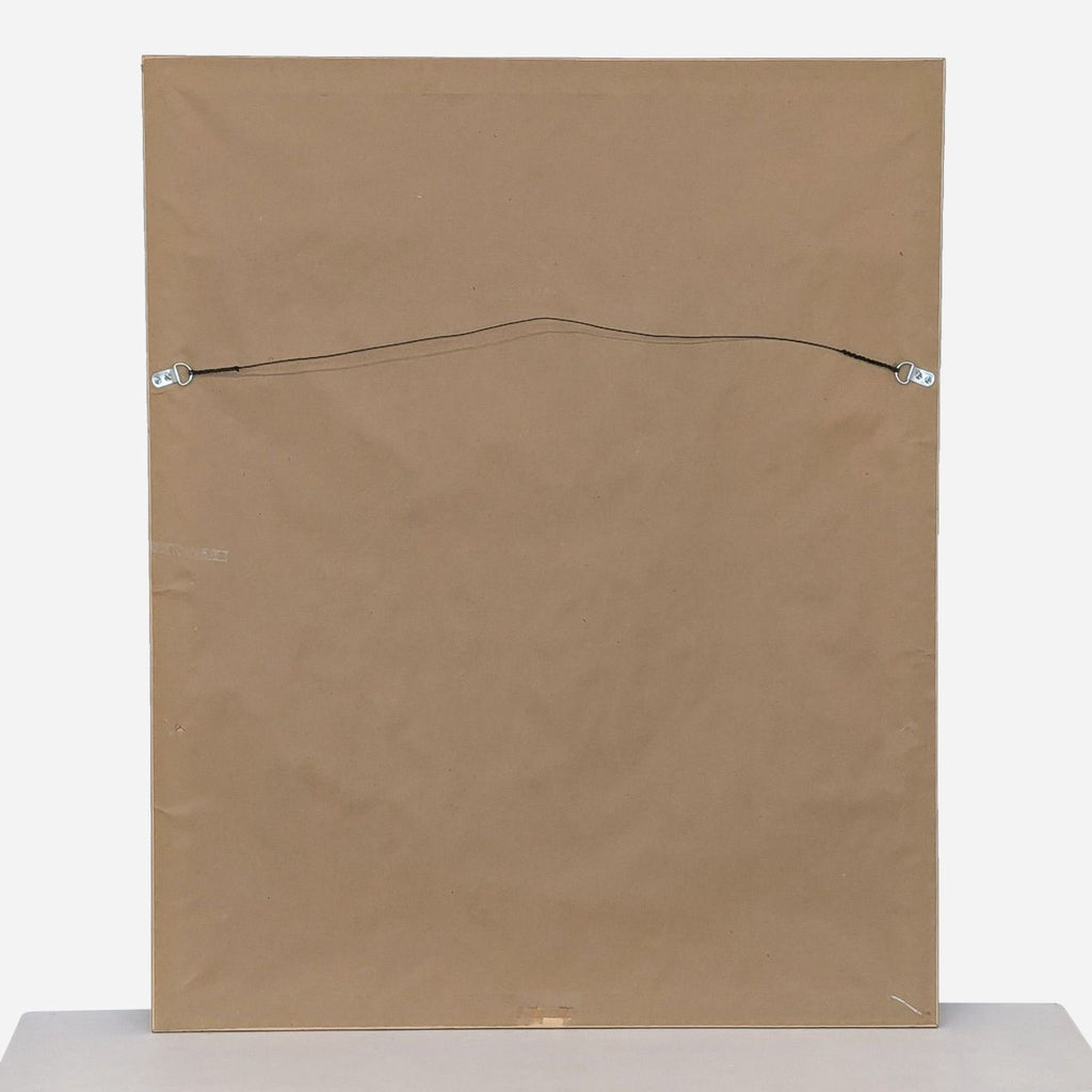 a large, brown paper bag with black thread.