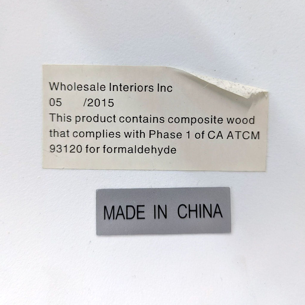 the label on the back of the door.