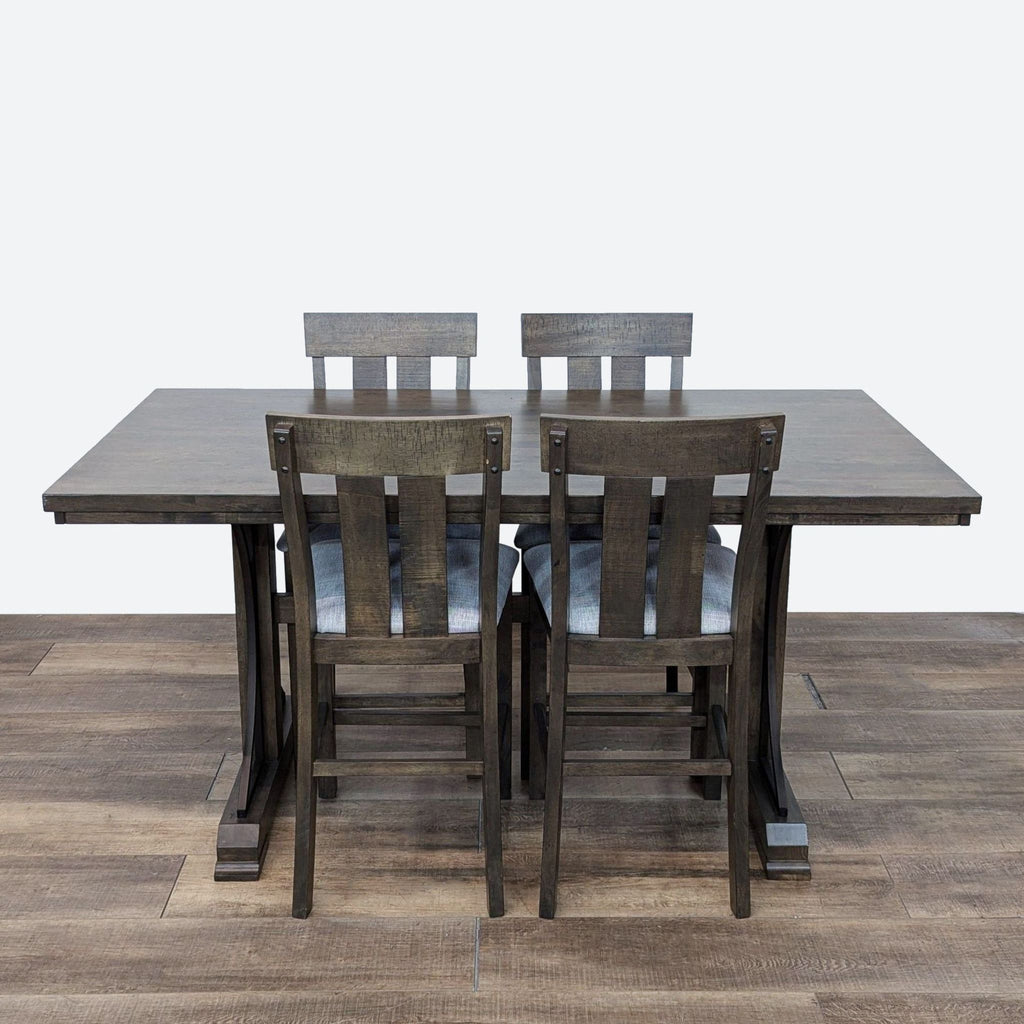 the gray barn wood dining table and four chairs