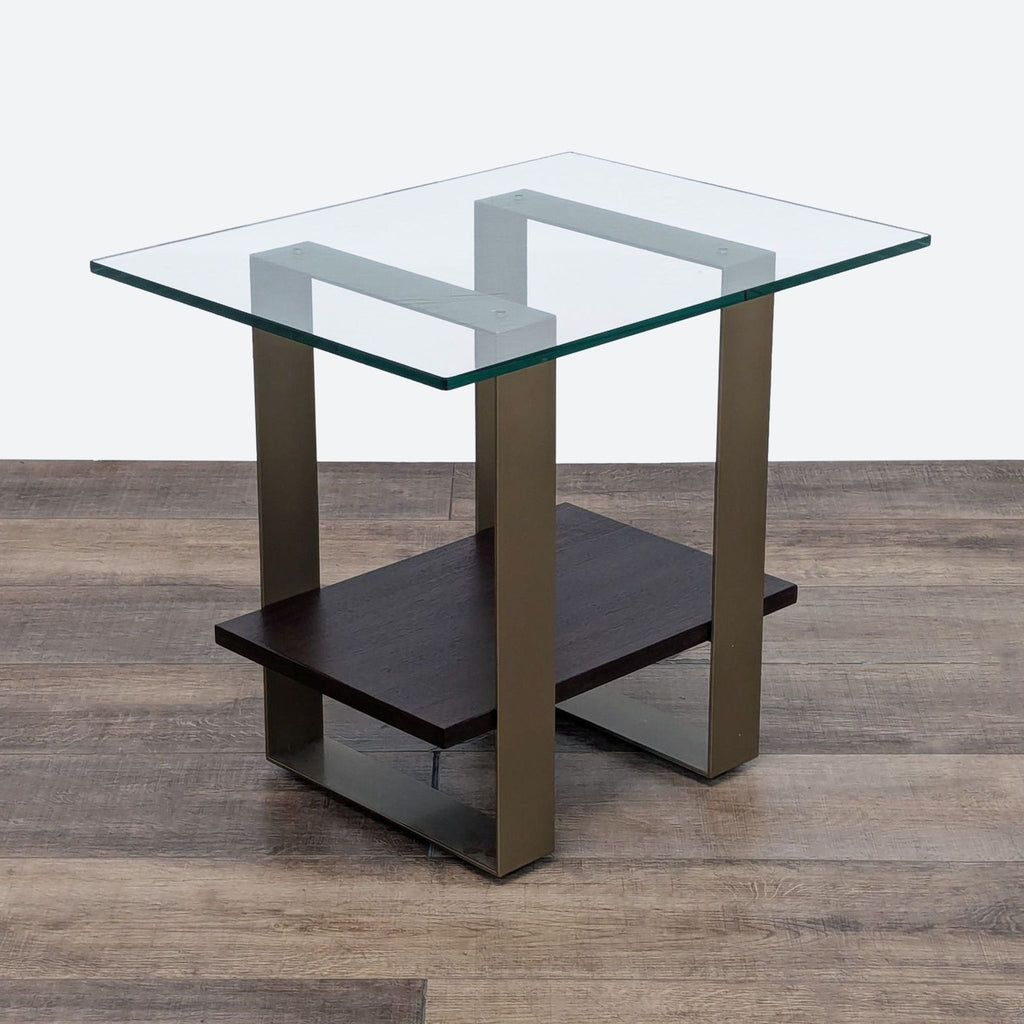 a square glass table with a glass top