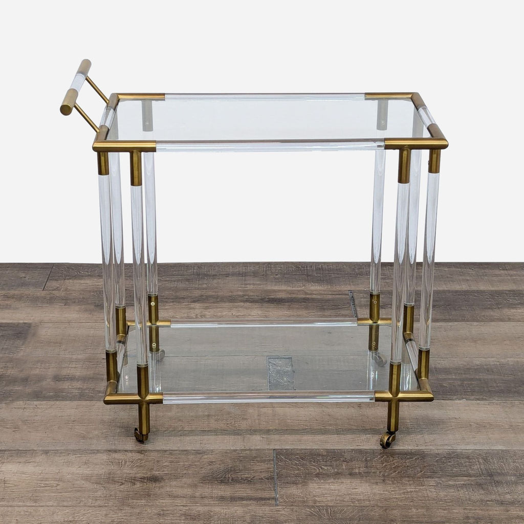 Lucite & Brass Rolling Bar Cart