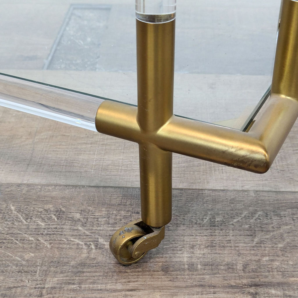 Lucite & Brass Rolling Bar Cart