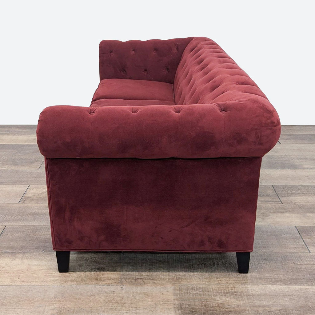 Macy's Burgundy 3-Seat Tufted Sofa