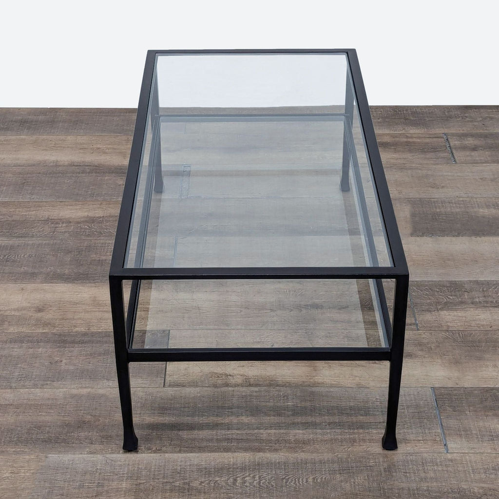 Crate & Barrel Metal and Glass Coffee Table with Shelf