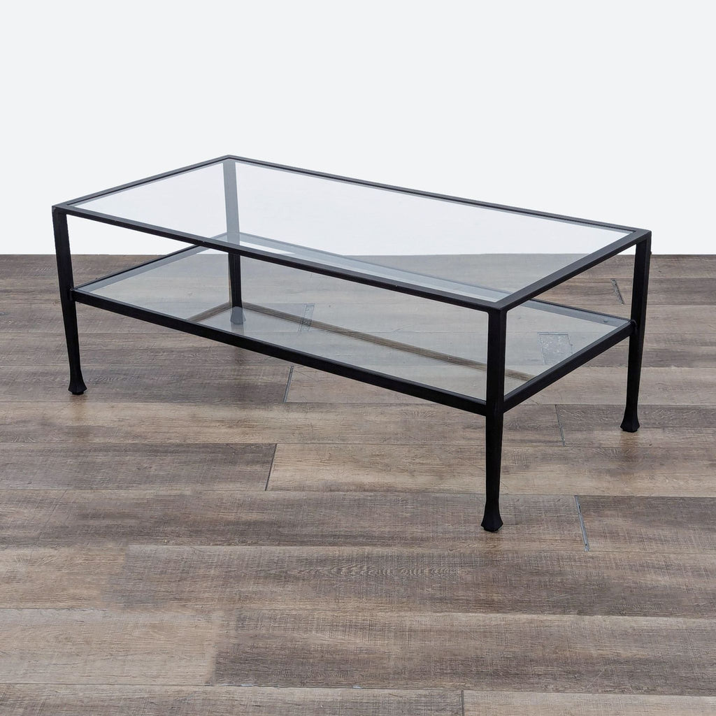 Crate & Barrel Metal and Glass Coffee Table with Shelf