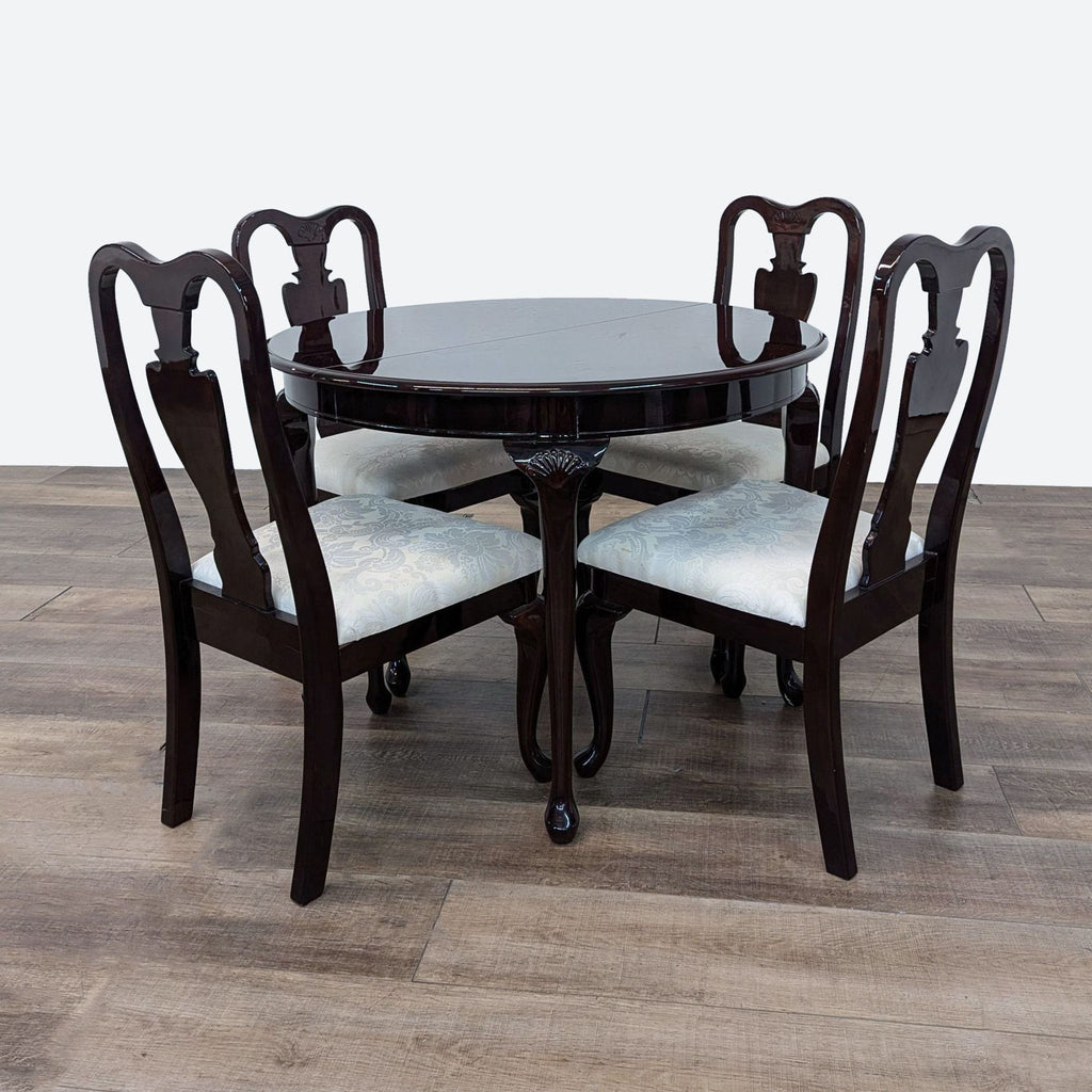 Classic Dark Wood Dining Set with 6 Cushioned Chairs