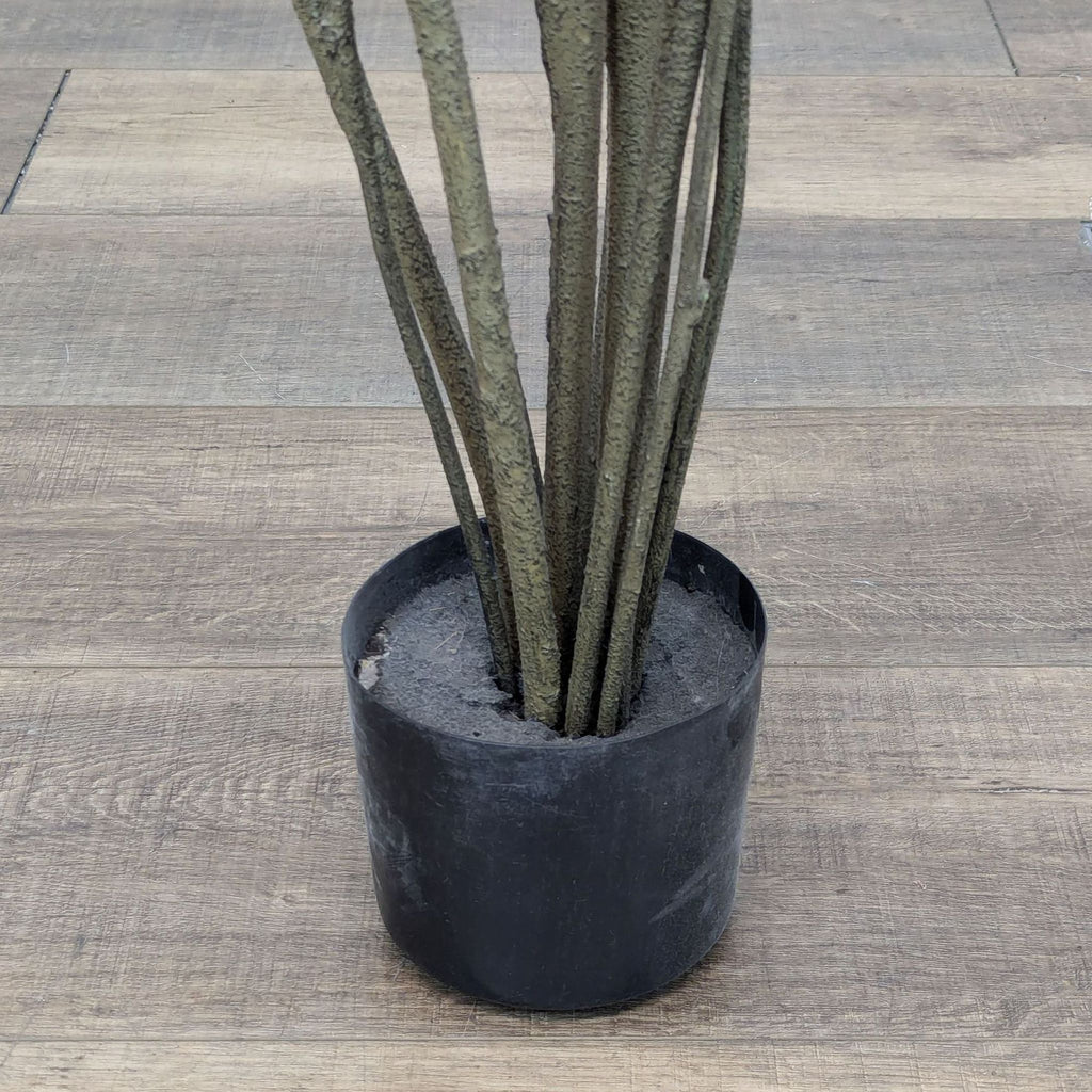 Tall Faux Green Plant in Black Pot