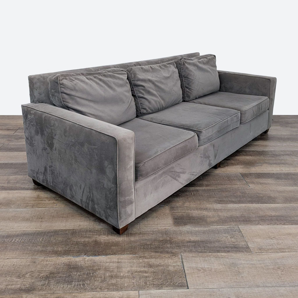 Contemporary 3-Seat Grey Suede Sofa