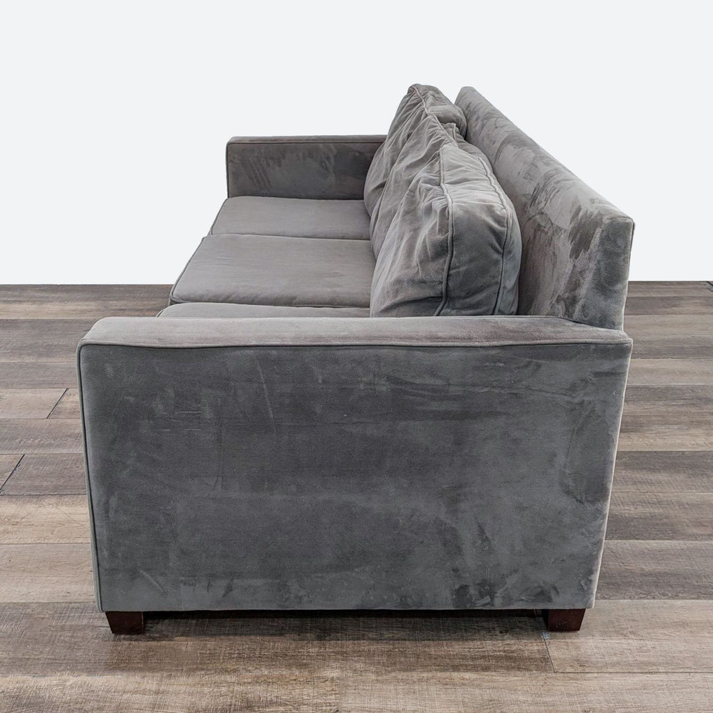 Contemporary 3-Seat Grey Suede Sofa