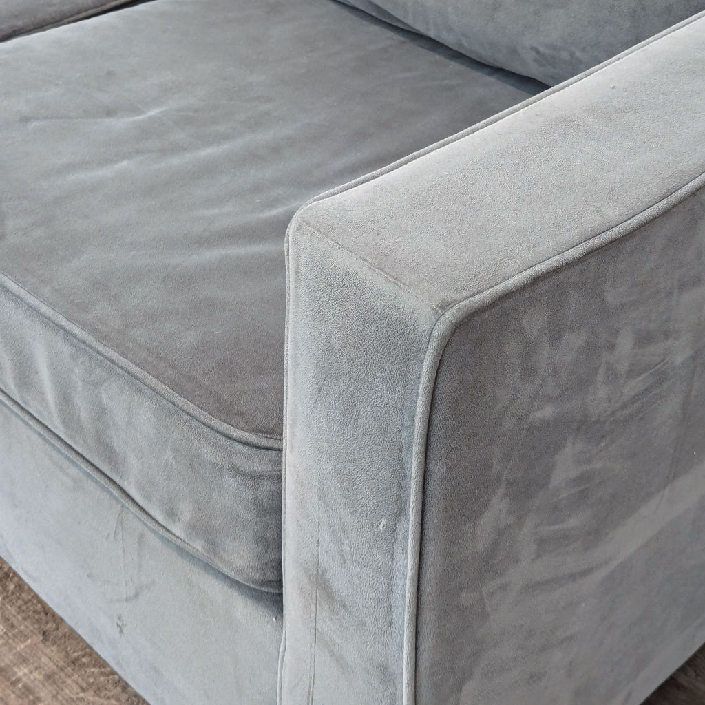 Contemporary 3-Seat Grey Suede Sofa