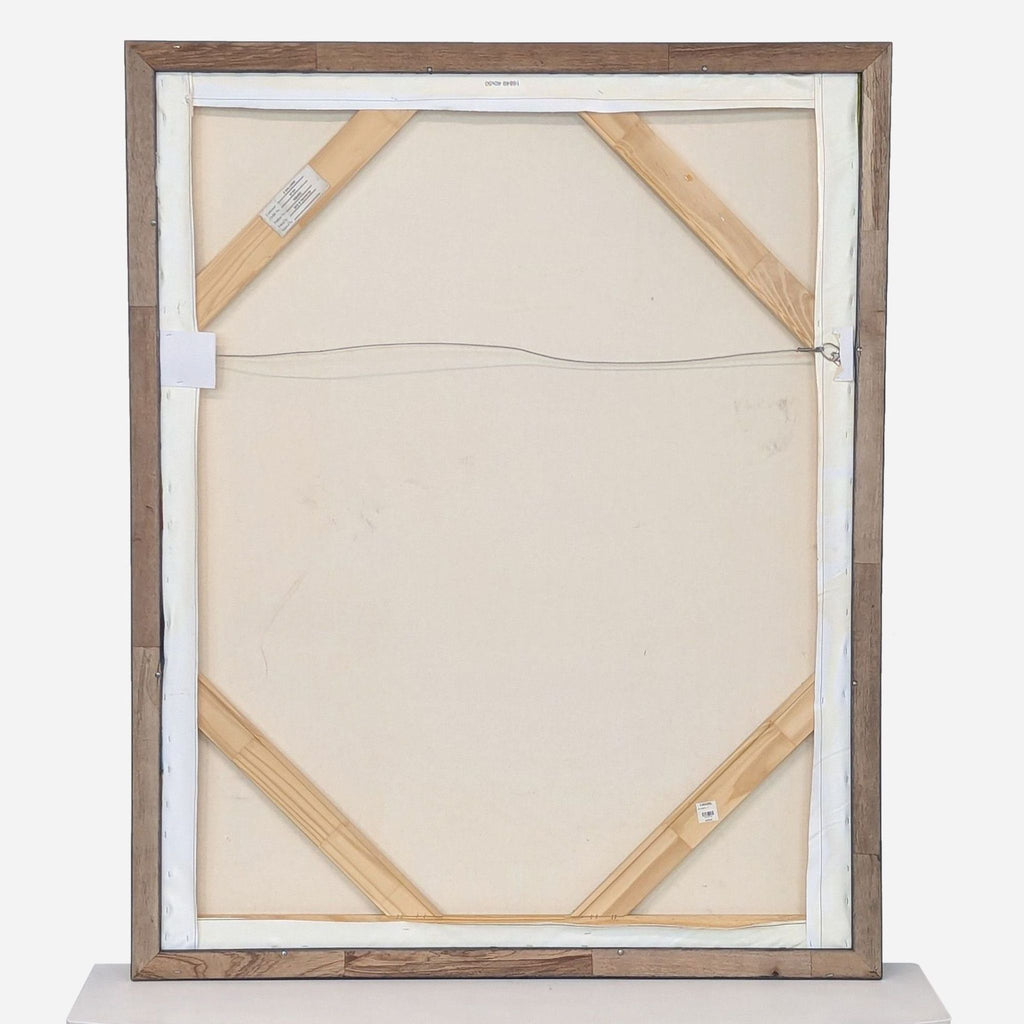 a framed painting of a wooden frame with a white background.