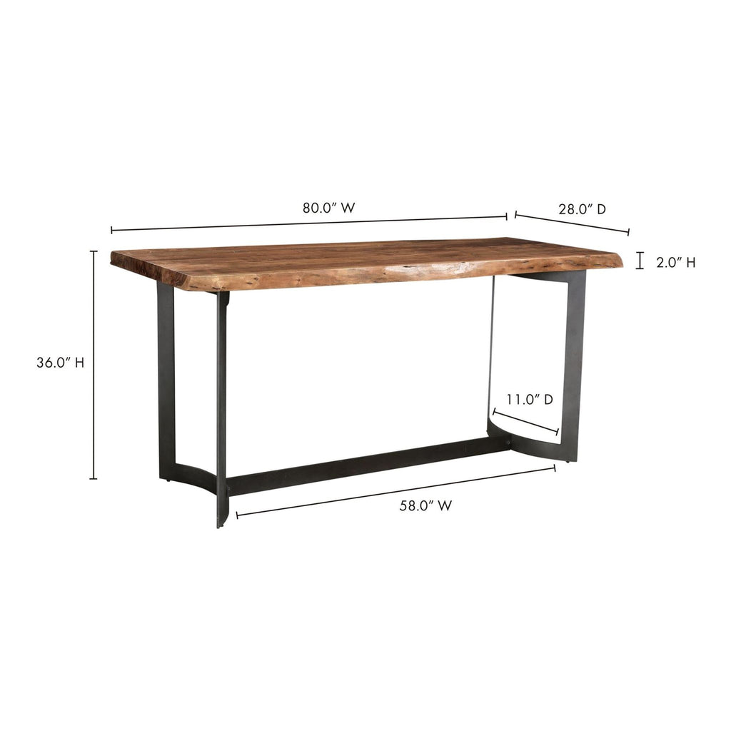 the urban port brown and black wood and metal desk with black metal legs