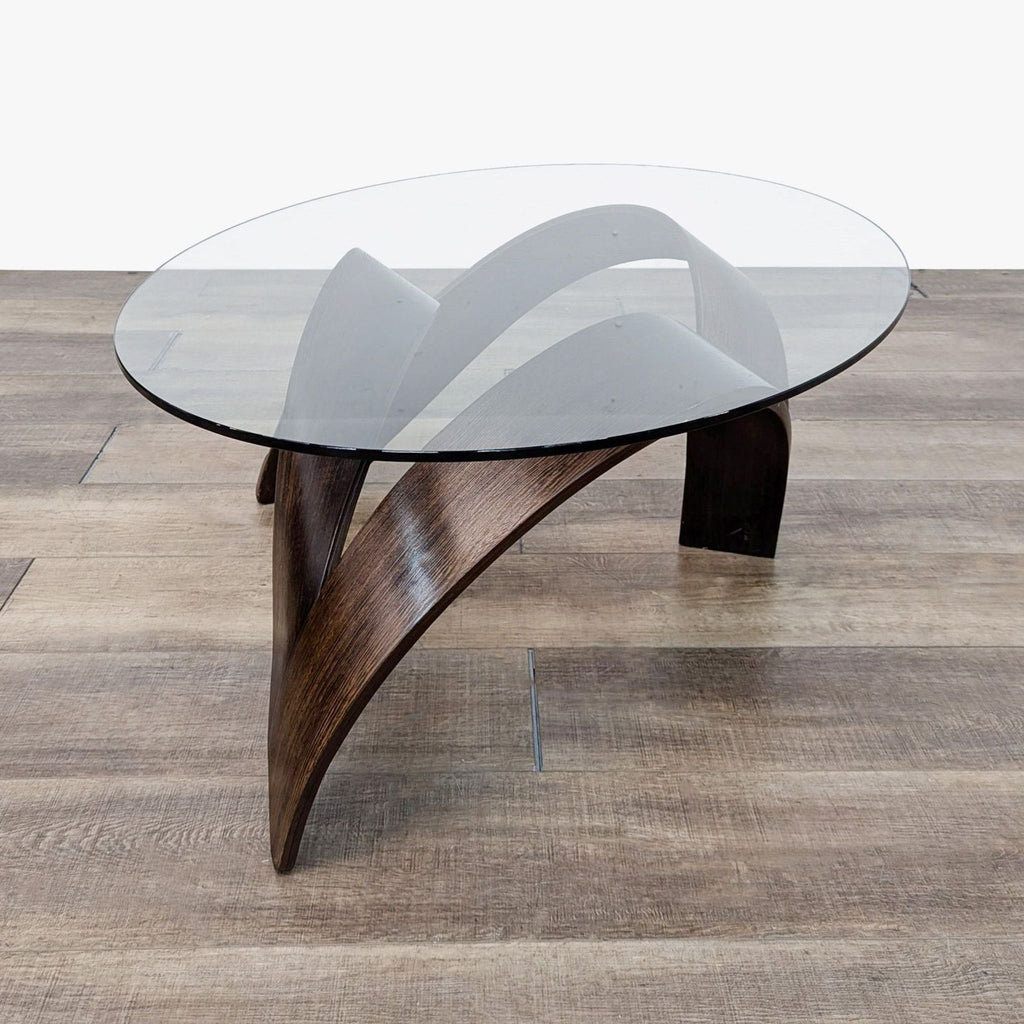 a coffee table with a glass top and a glass top.