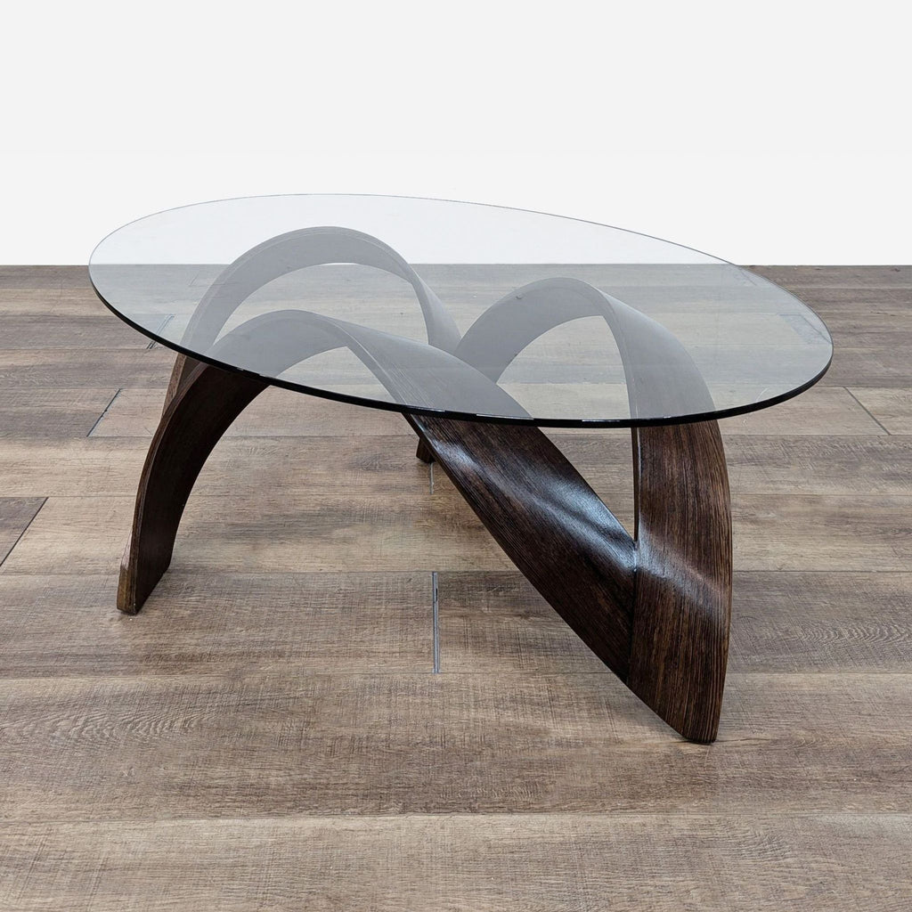 Glass Top Coffee Table with Bentwood Base