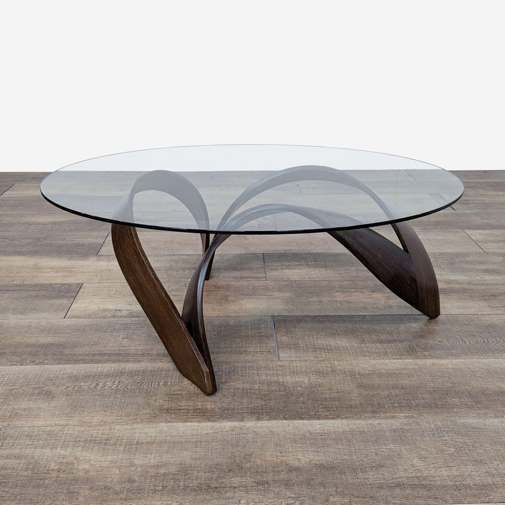 Glass Top Coffee Table with Bentwood Base