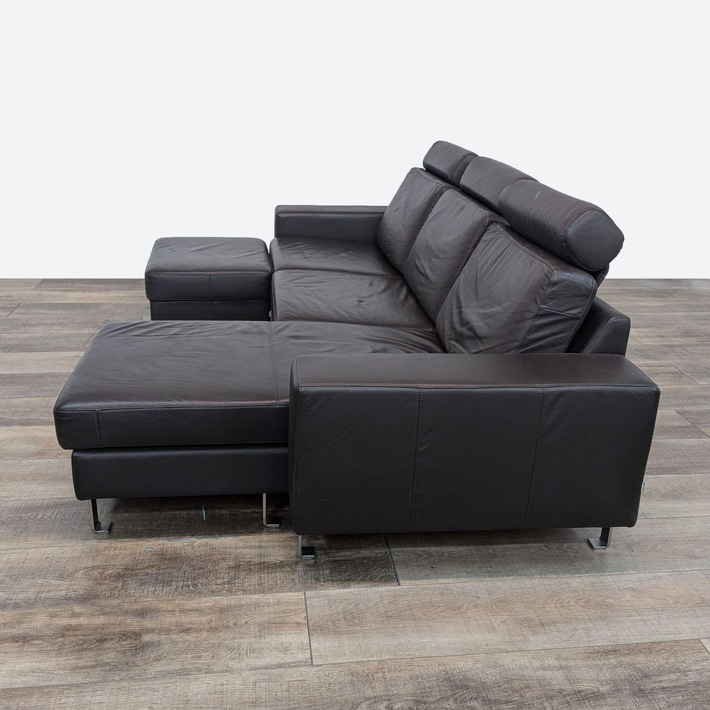 BoConcept Modern Leather Sectional Sofa with Adjustable Headrests