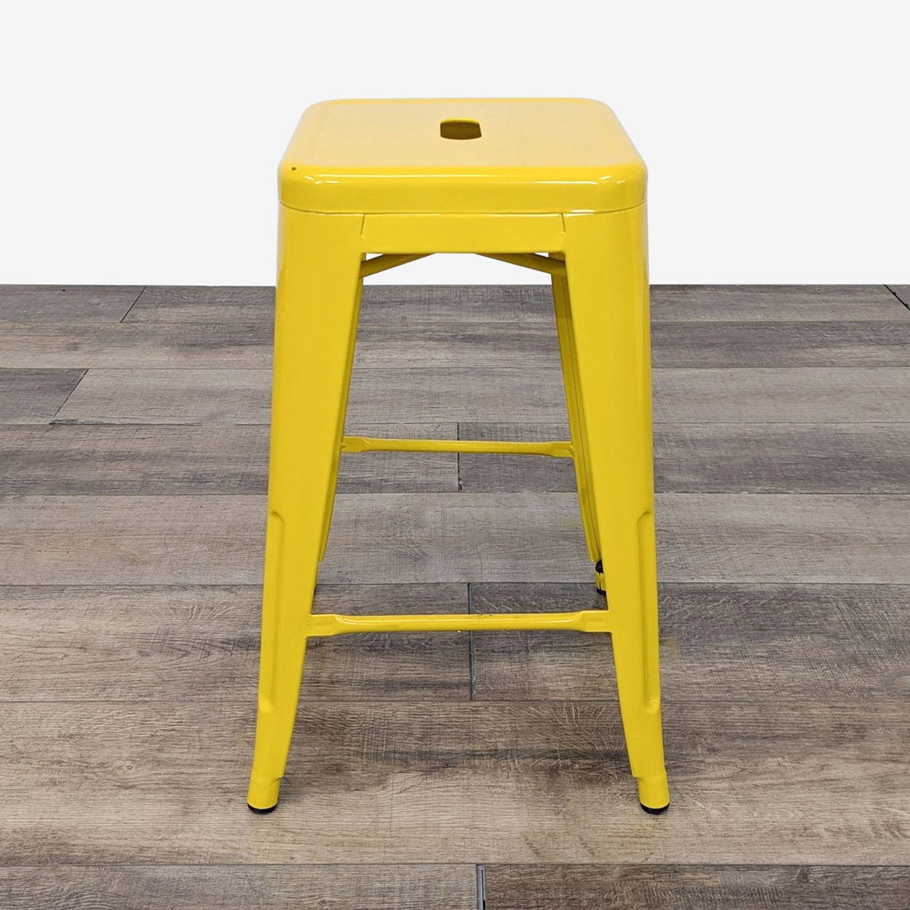 Bright Yellow Metal Counter Stool