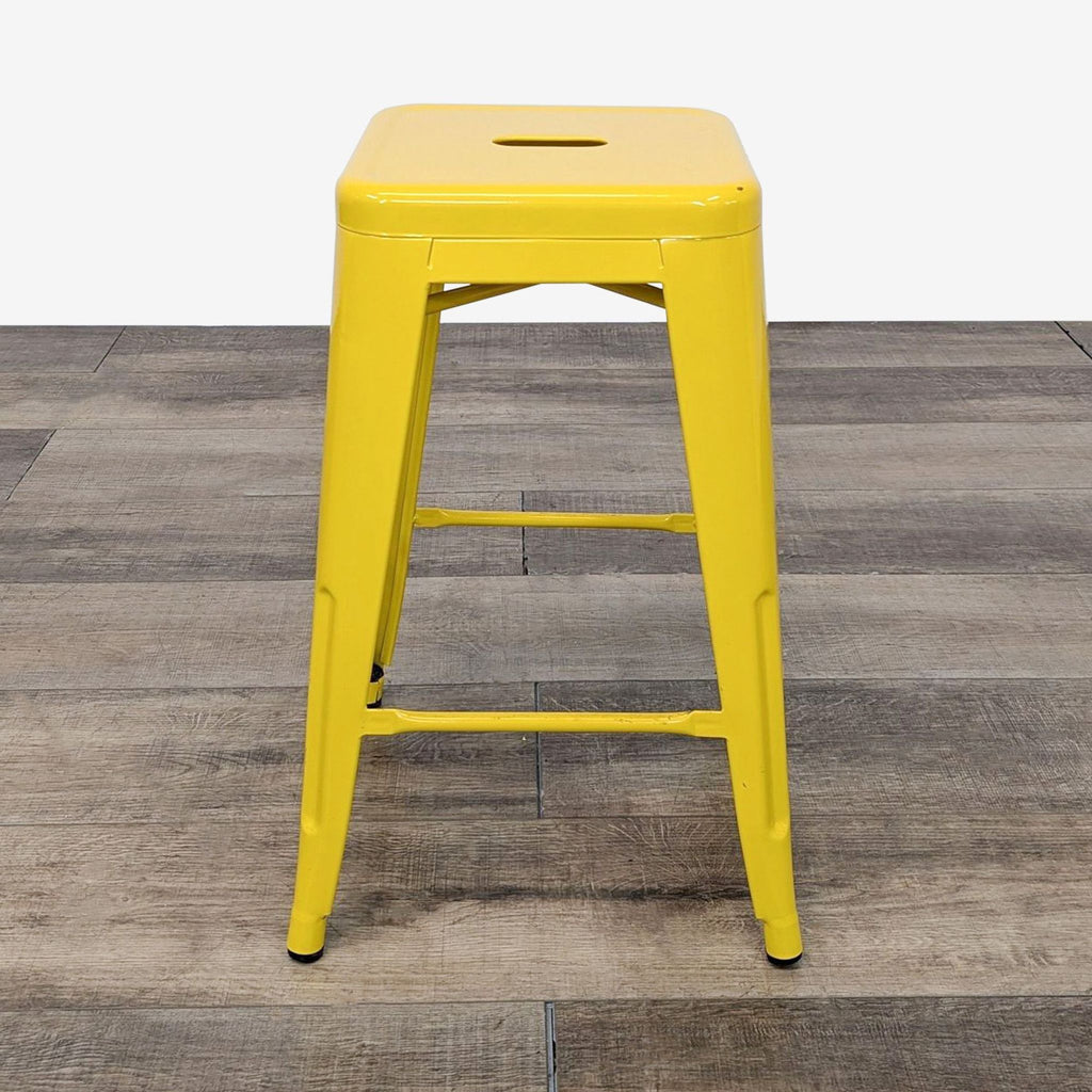 Bright Yellow Metal Counter Stool