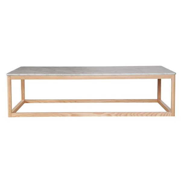 the coffee table is made from a solid oak with a natural wood top.