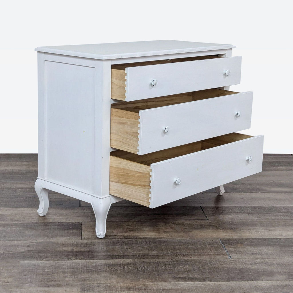 french white painted 3 drawer bedside table with drawers - the furniture store & the bed shop