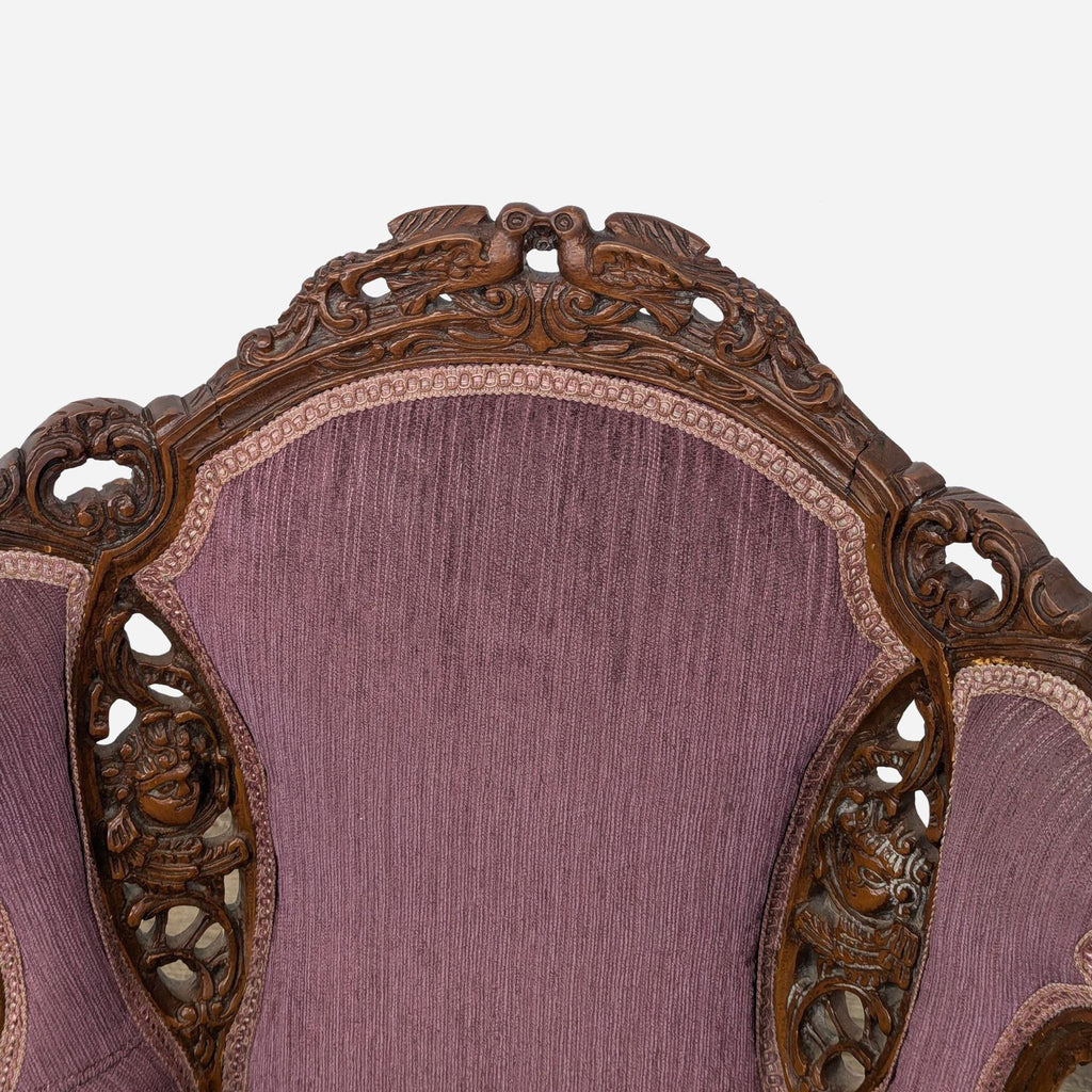 Antique Victorian-Style Purple Wingback Lounge Chair
