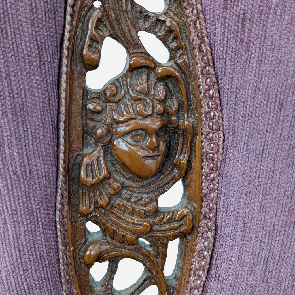 Antique Victorian-Style Purple Wingback Lounge Chair