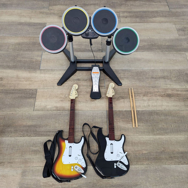 the guitar and drums set