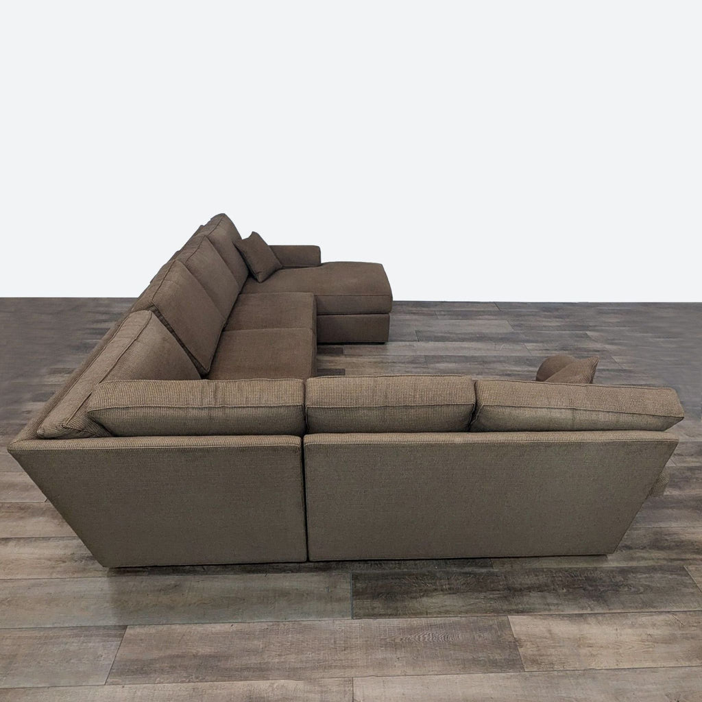 Contemporary Ethan Allen Brown Sectional Sofa with Chaise