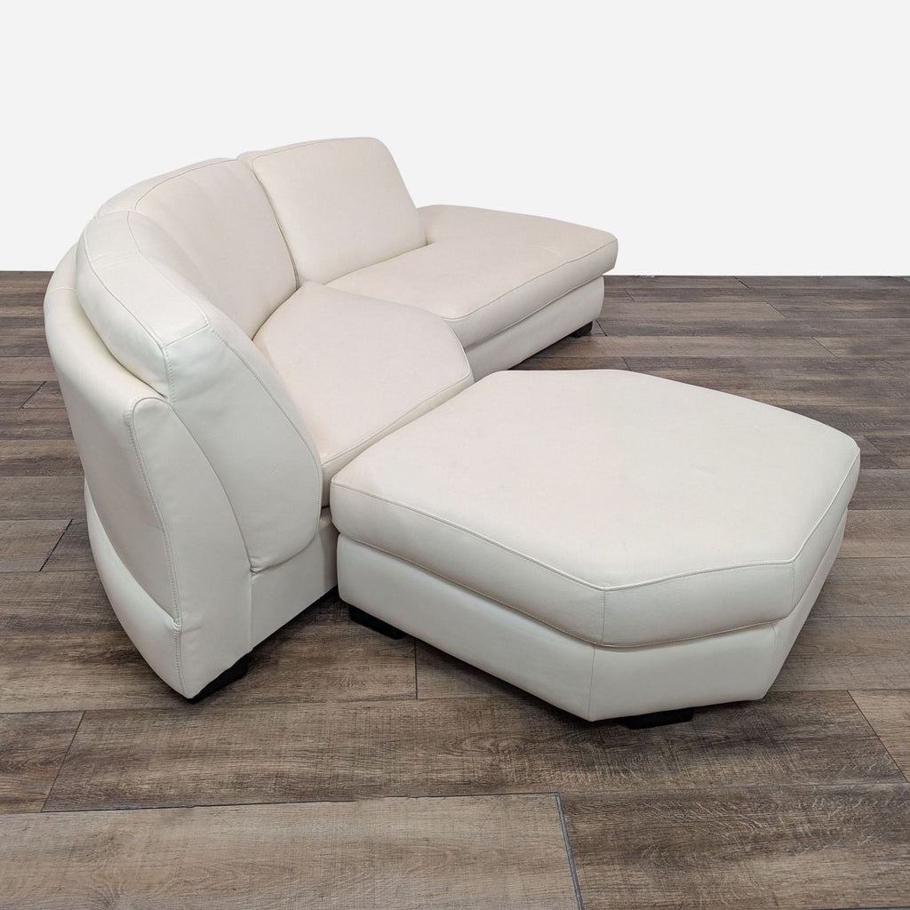 Modern Cream Leather Sectional Sofa