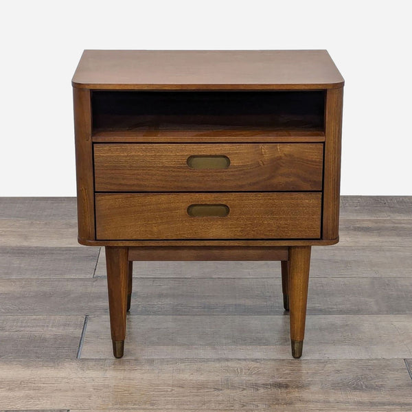 mid century modern bedside table with two drawers and a drawer for sale