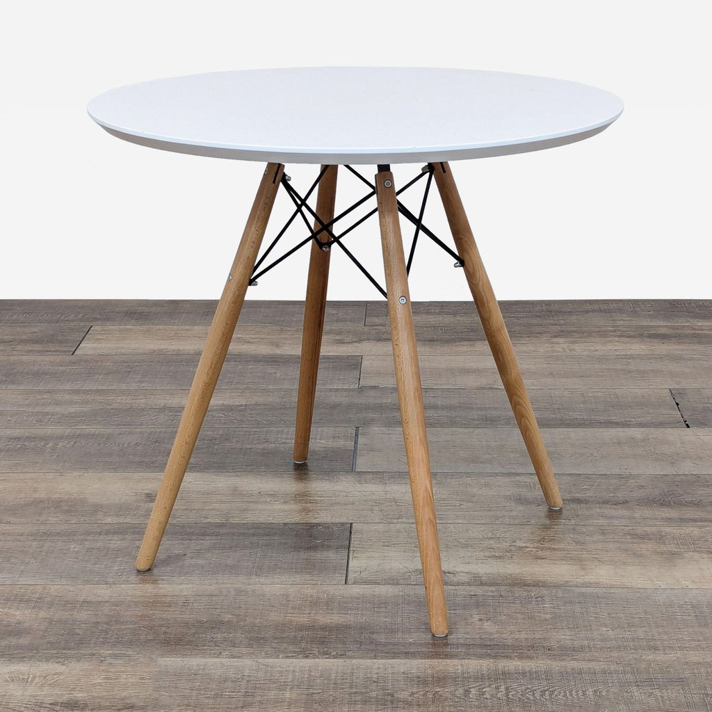 round coffee table with a white top