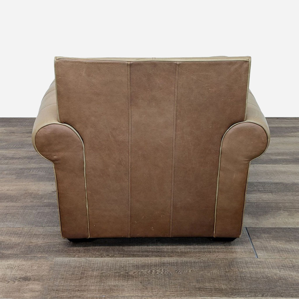 Rustic Brown Leather Lounge Chair with Ottoman