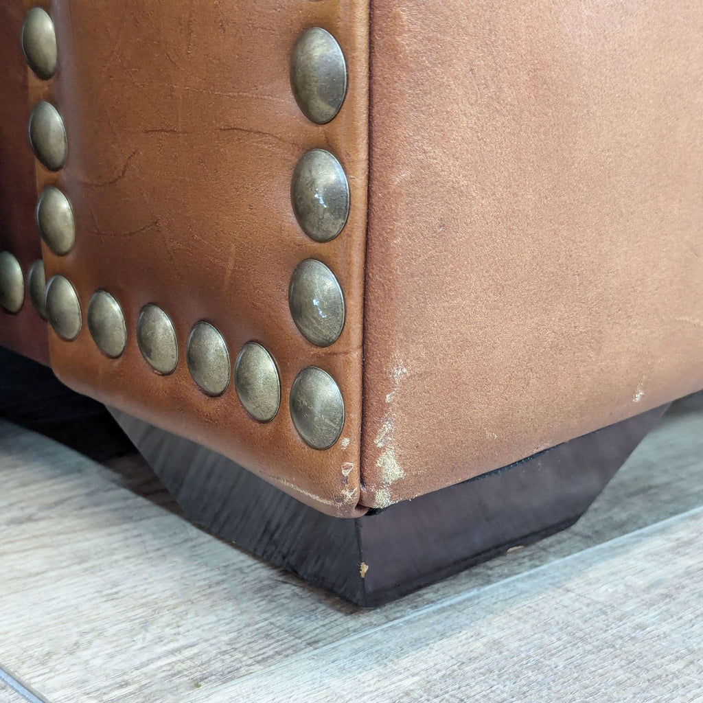 Rustic Brown Leather Lounge Chair with Ottoman