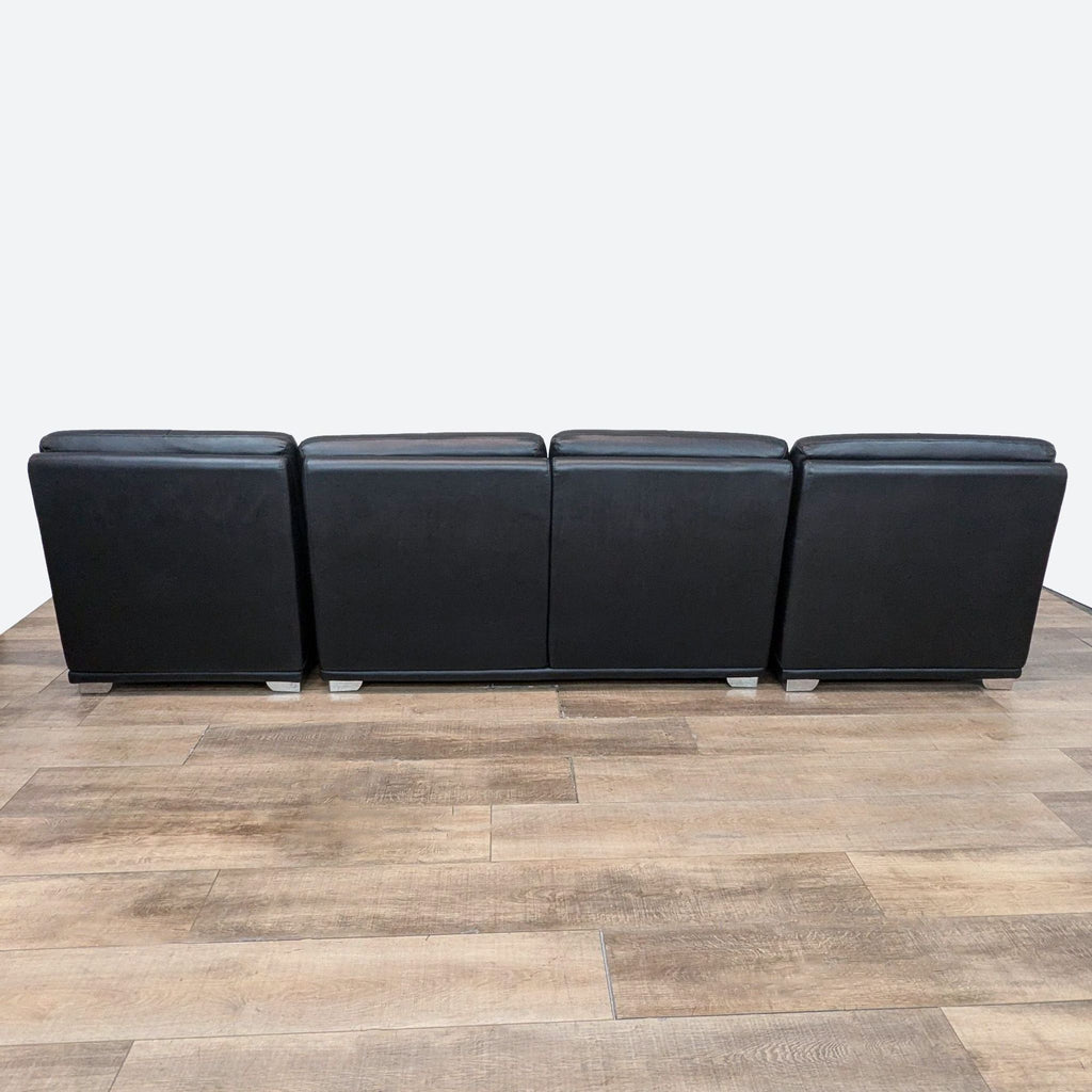 Modern Black Faux Leather Sectional Sofa with Chaise