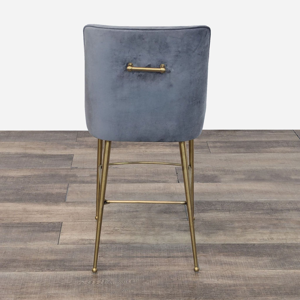 TOV Gray Velvet Bar Height Stool