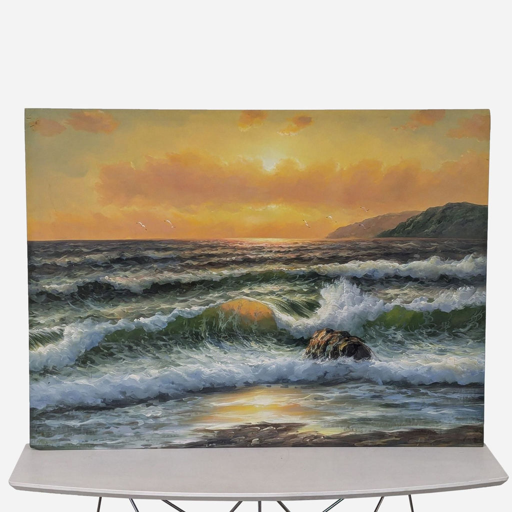 sunset on the beach painting