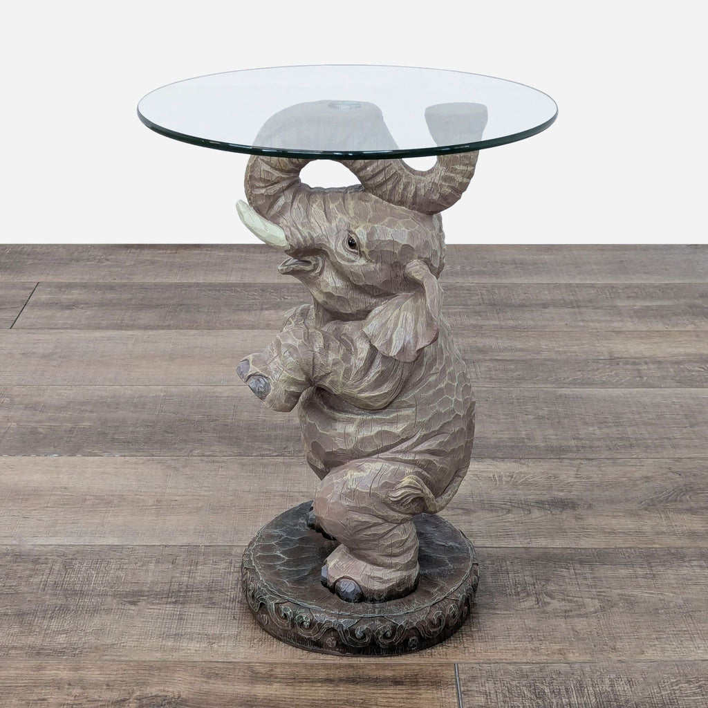 Design Toscano Good Fortune Elephant Glass Top Table