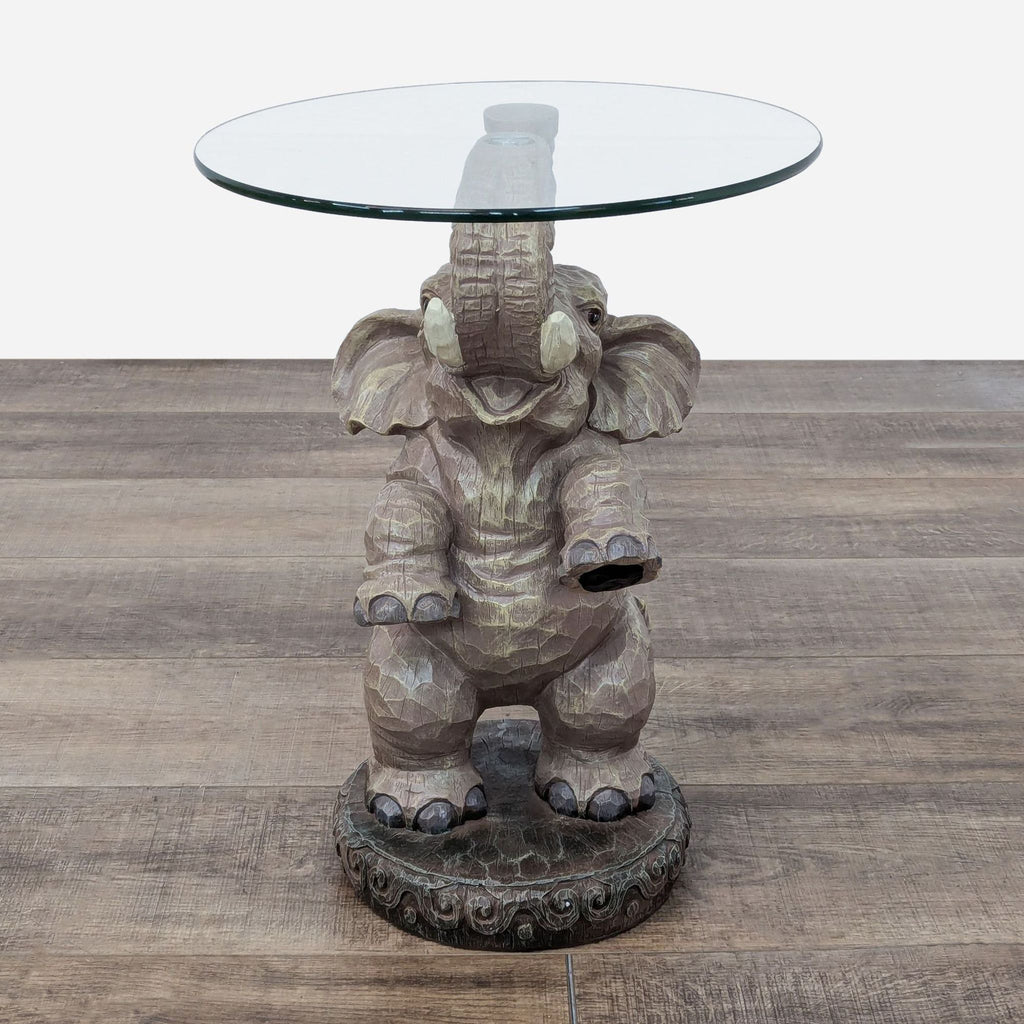 elephant table top with a glass top