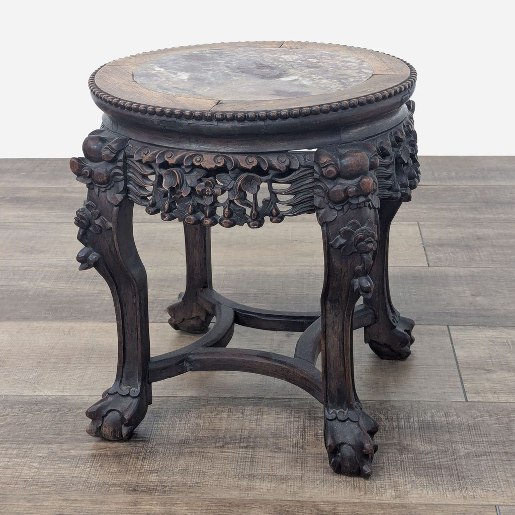 a chinese carved wood stool, 19th century