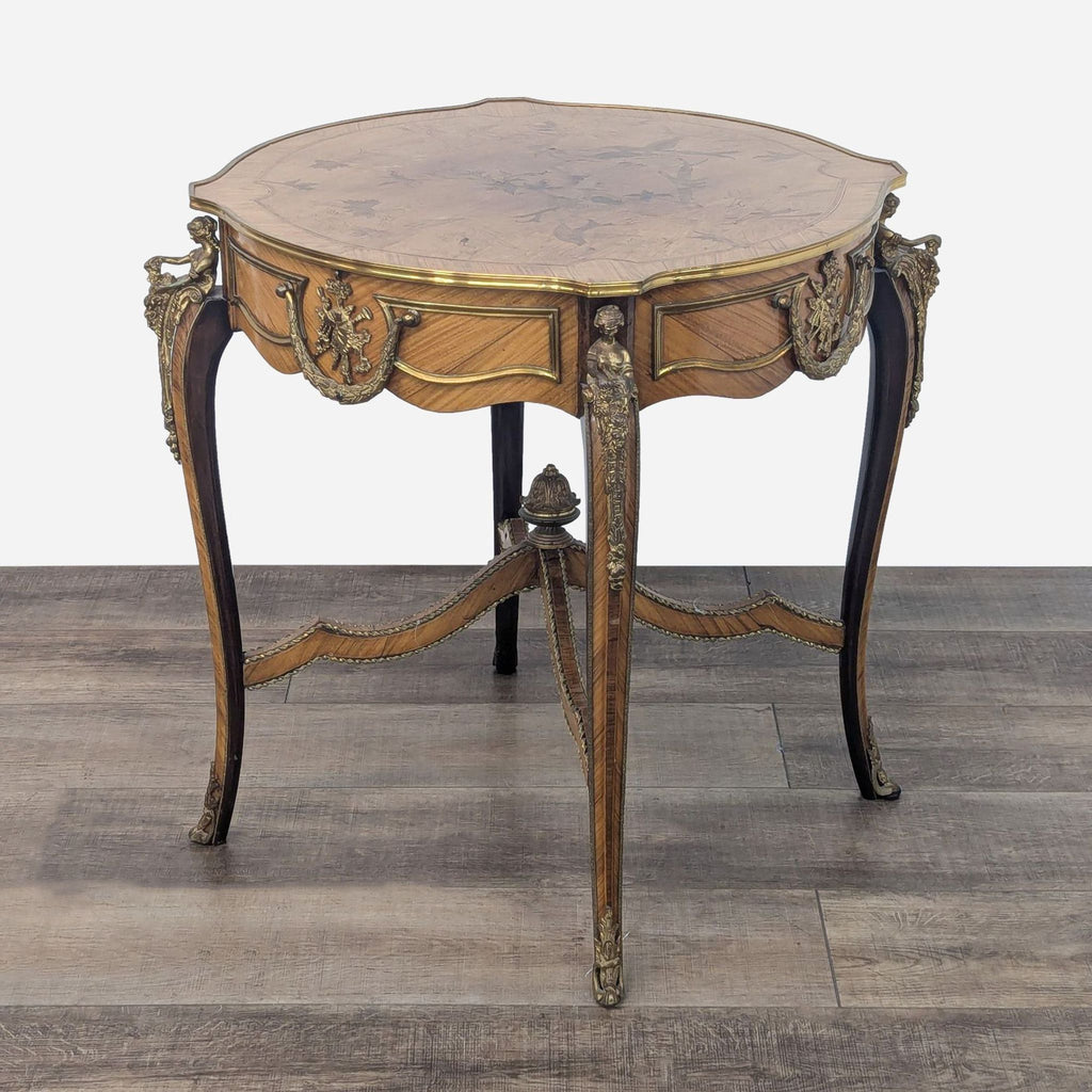 Antique Carved End Table with Ormolu-Mounts