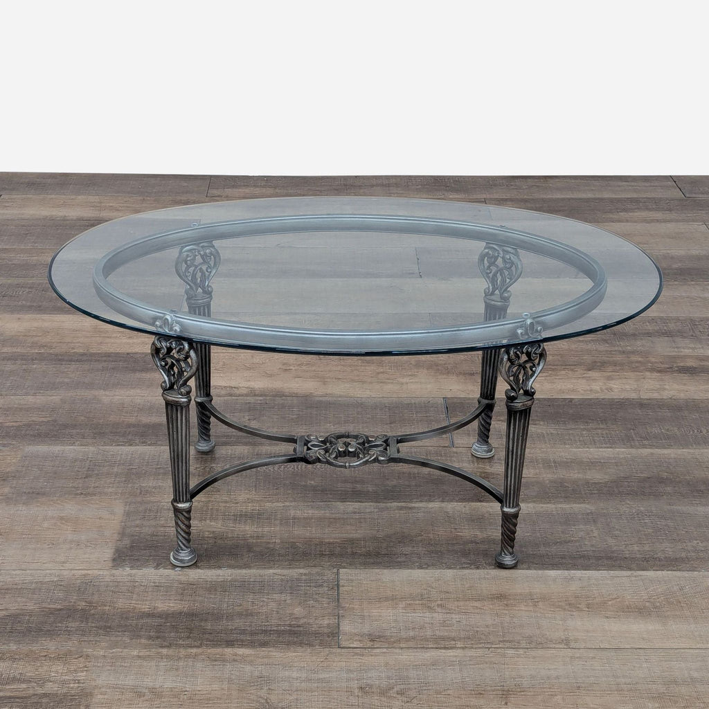 Glass Top Coffee Table on Metal Base