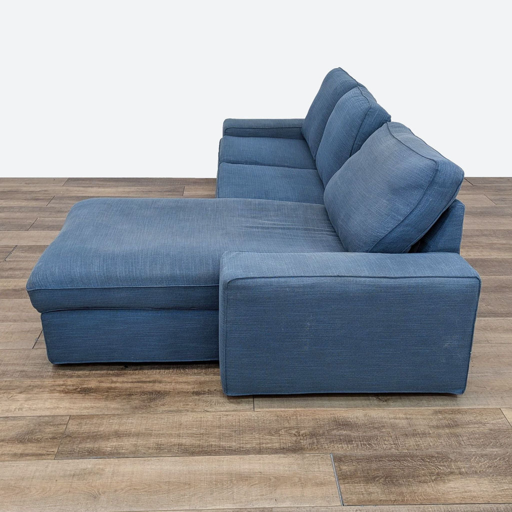 Contemporary Blue Sofa with Chaise