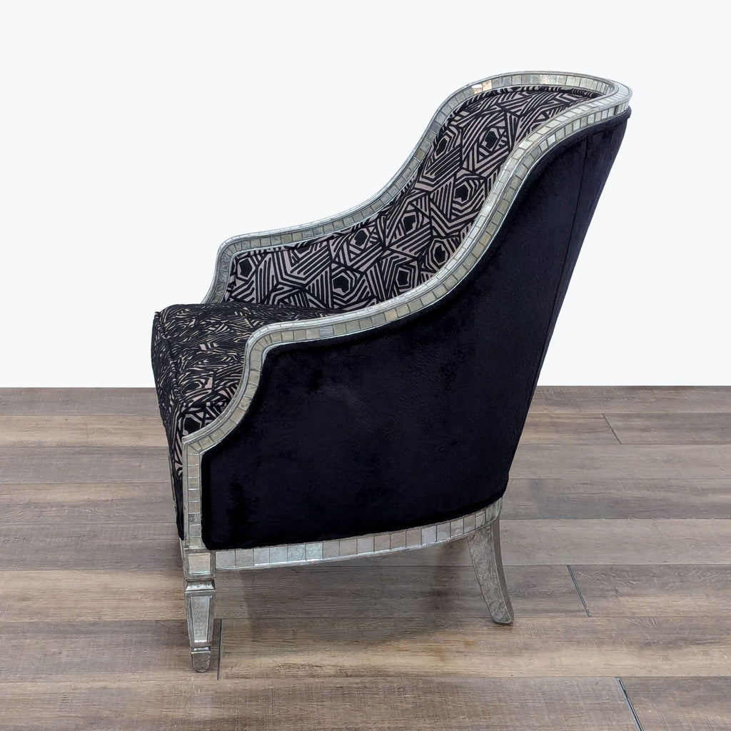 Geometric Lounge Chair with Mirrored Trim