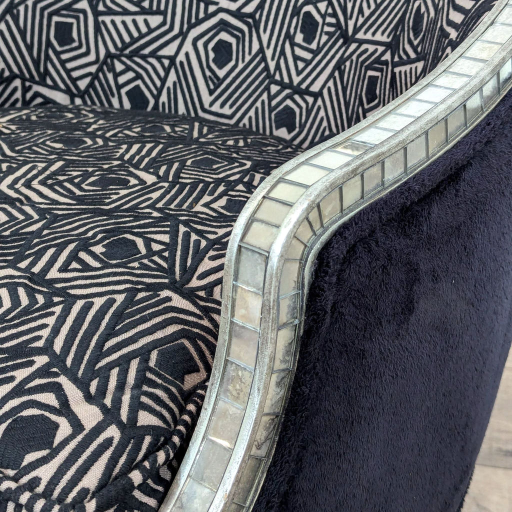 Geometric Lounge Chair with Mirrored Trim