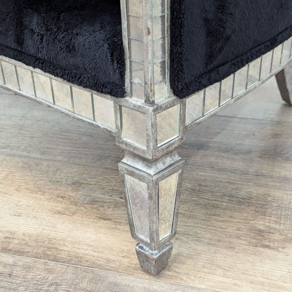 Geometric Lounge Chair with Mirrored Trim