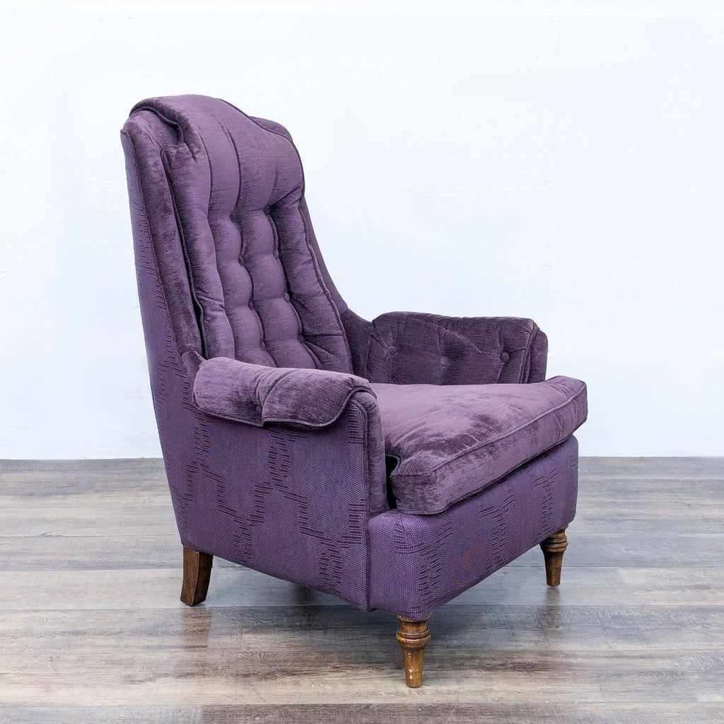 a very rare and very rare pair of purple velvet wingback chairs.