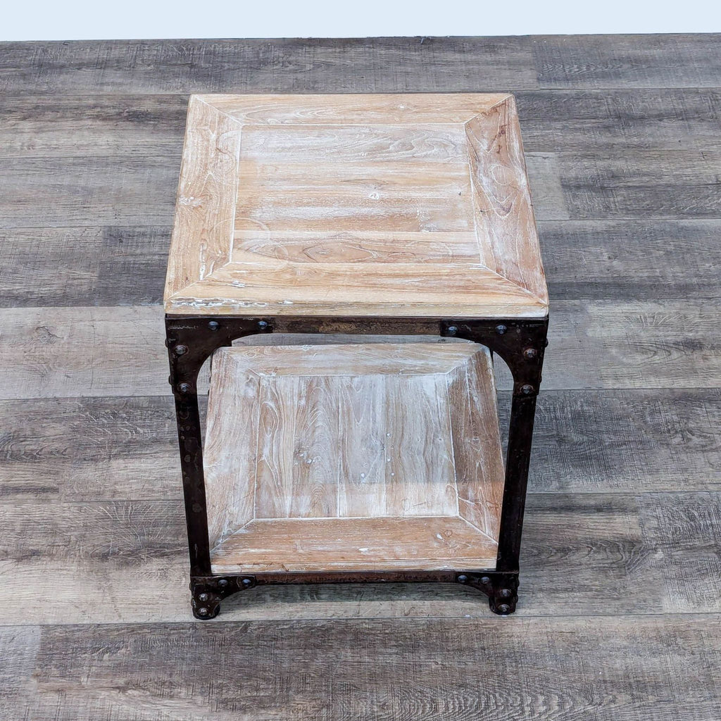 Industrial Style Side Table with Shelf