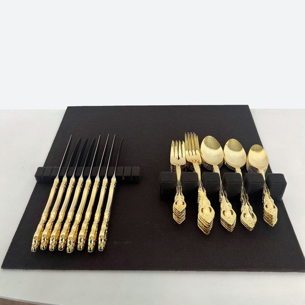 Royal Gallery 40 Piece Two Toned Gold Plated Silverware Set