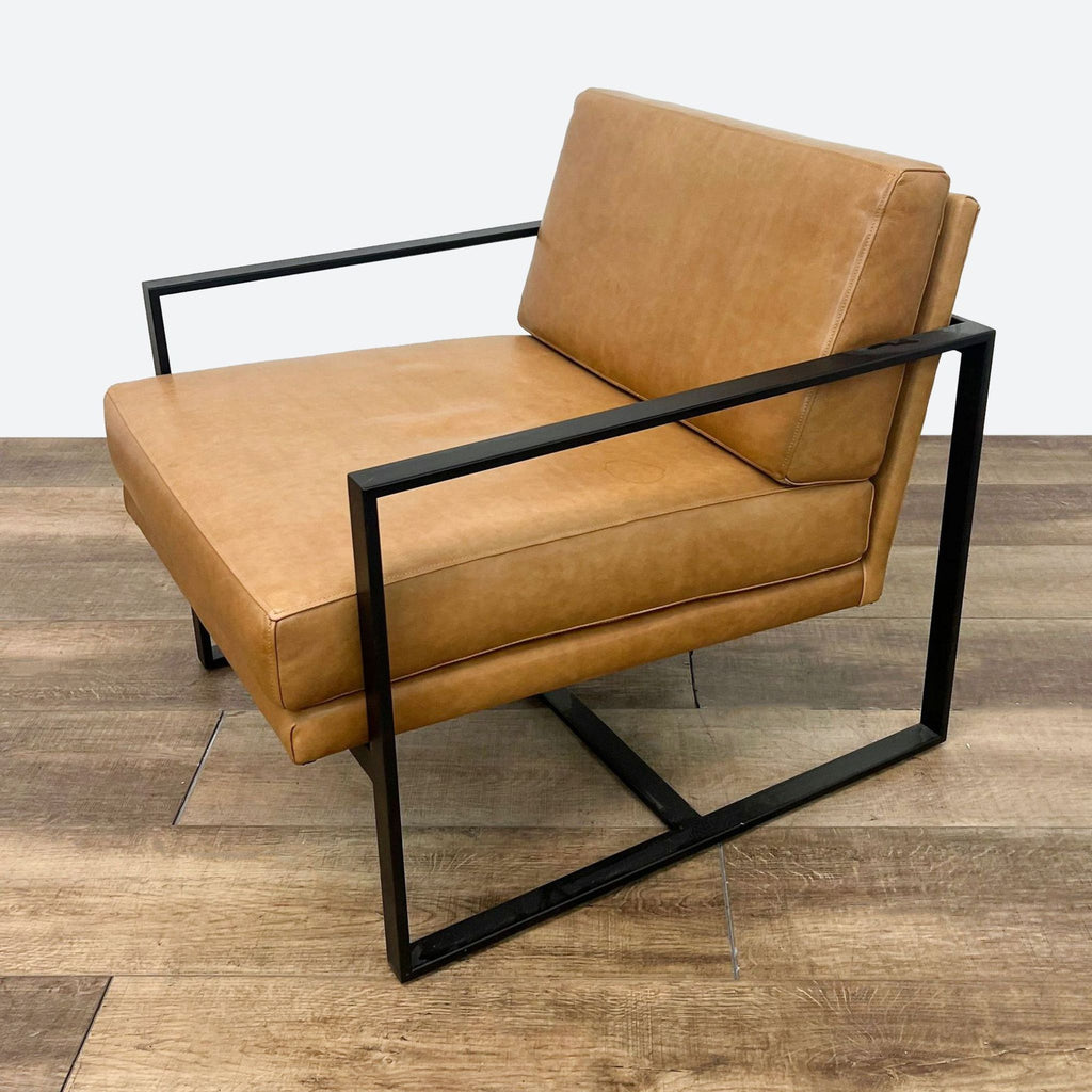 Modern Leather Lounge Chair with Metal Frame