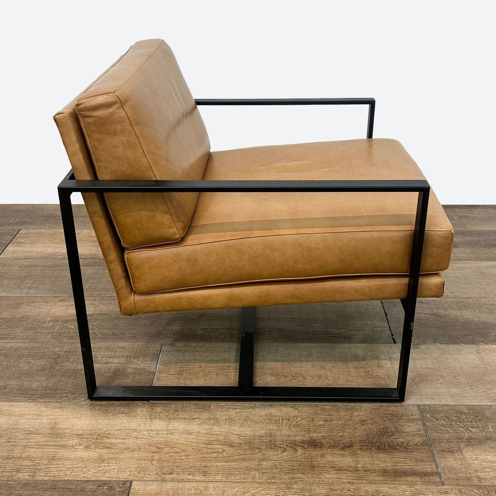 Modern Leather Lounge Chair with Metal Frame